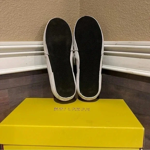 Kenneth Cole Reaction Salt-N-Pepper Grey Chevron Herringbone Slip Ons NWT 7.5 - Picture 4 of 6